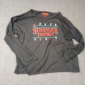 Stranger Things Netflix Sleepwear Shirt Black Long Sleeve Graphic Top XL 16-18